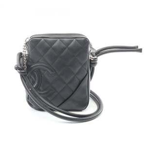 CHANEL Cambon Line Small Shoulder Bag, Leather, Women's, Black